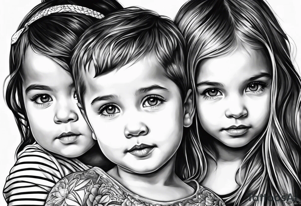 2 little girls, 1 little boy, 1 dad tattoo idea