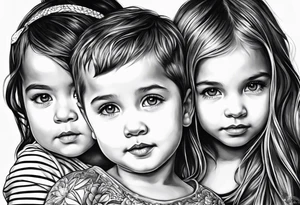 2 little girls, 1 little boy, 1 dad tattoo idea