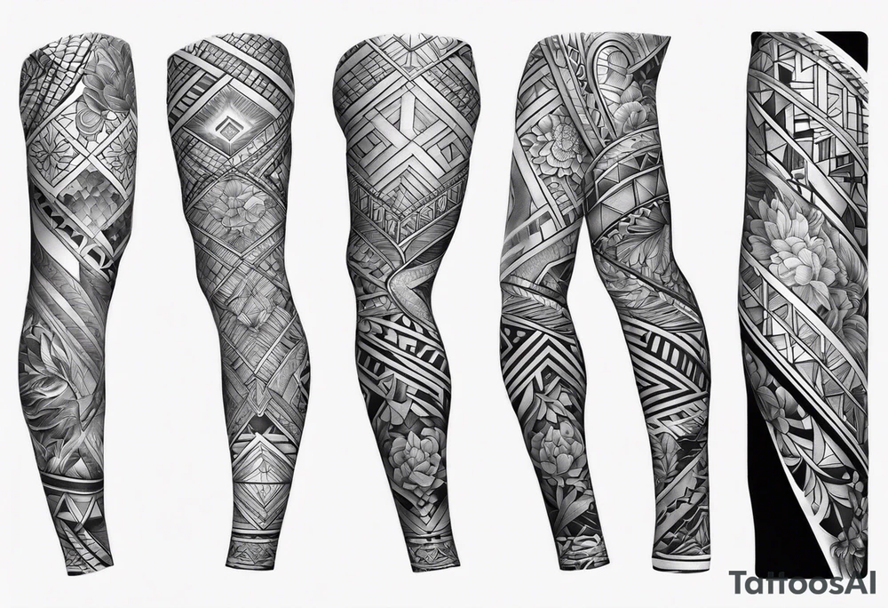 Full leg tattoo sleeve square tattoo idea