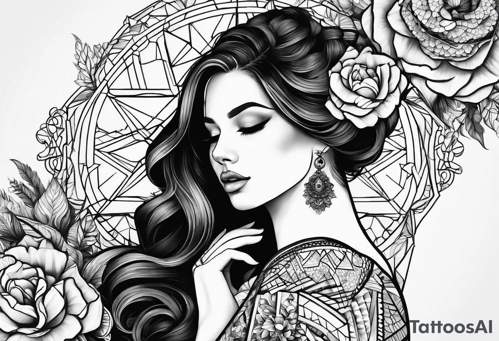 Geometric lace tattoo idea