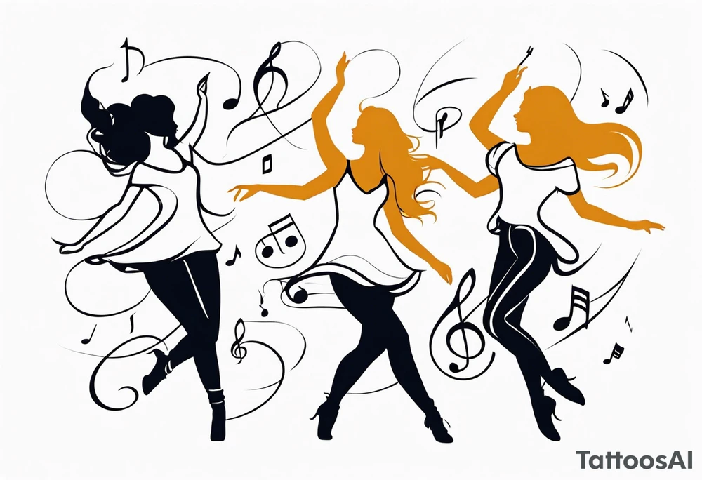 Music notes connecting daughters dancing tattoo idea