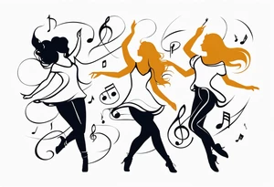 Music notes connecting daughters dancing tattoo idea
