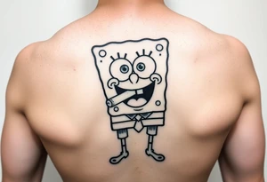 spongebob square pants stoned with a blunt in his mouth tattoo idea