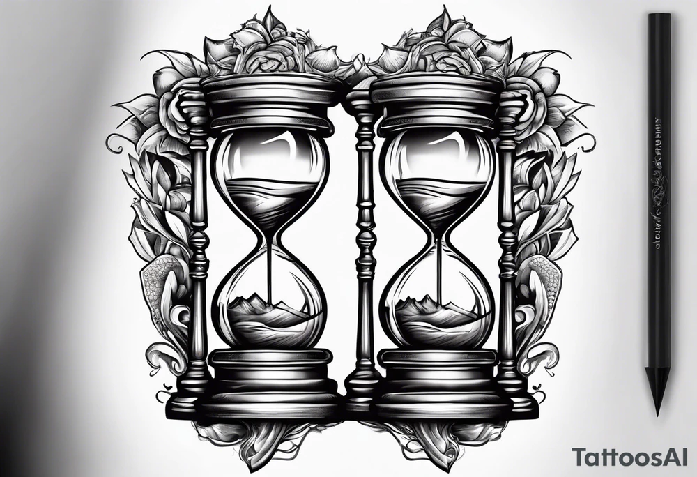 Hourglass with brain inside tattoo idea