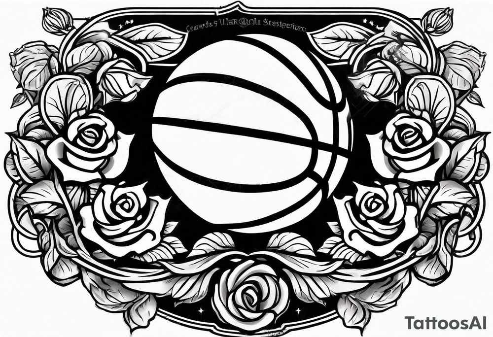 basketball , roses , virgo logo , 2005 tattoo idea
