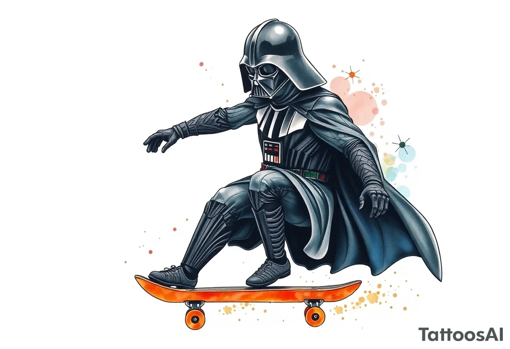 Skateboarding Darth Vader tattoo idea