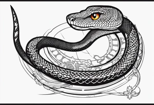 Aggresive Long Snake "phyton" with a sword, this design must be in a vertical vertical proportion. Additionaly the desing must be "Steampunk" type tattoo idea