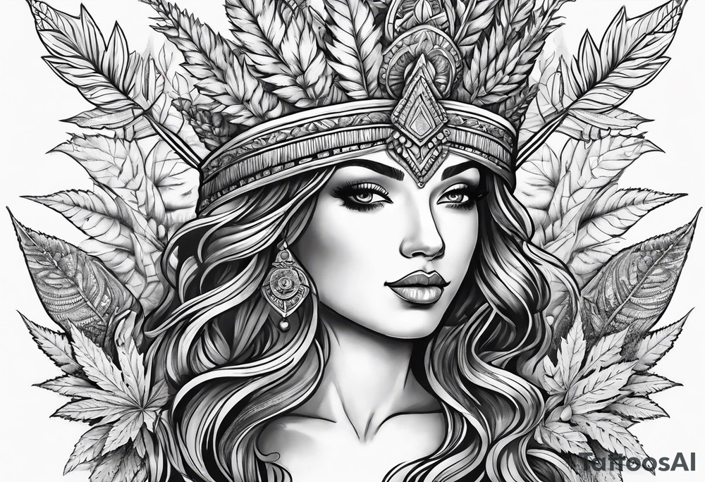 Goddess of marijuana tattoo idea