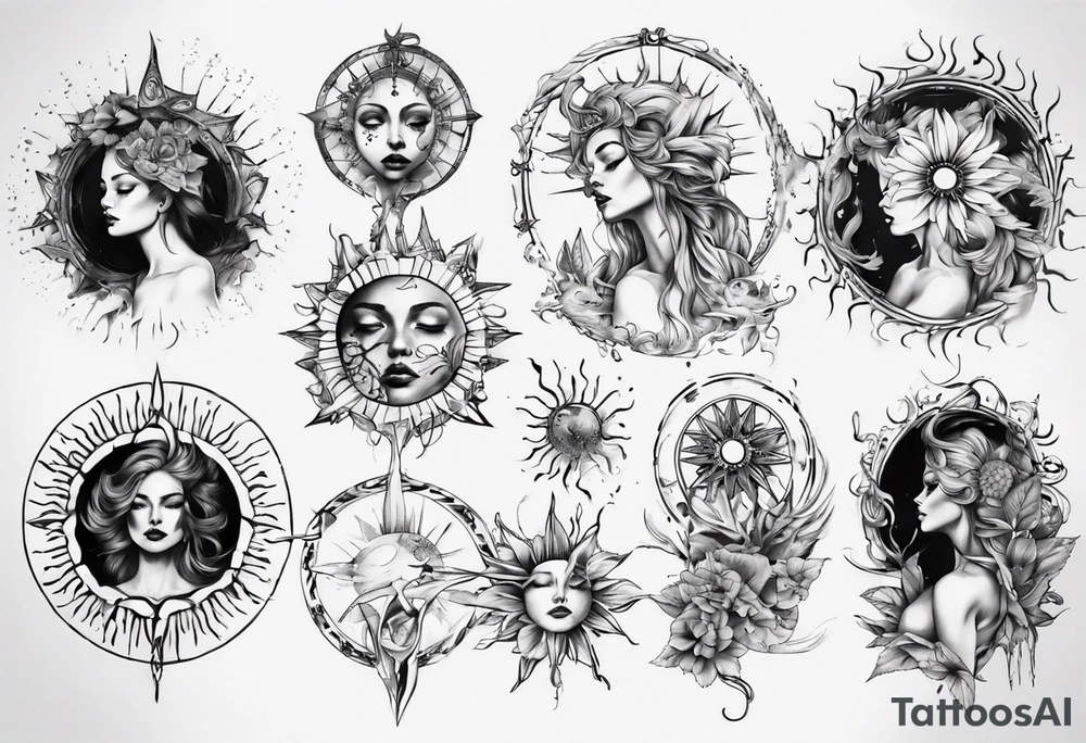 Wasser Nymphe Sonne tattoo idea