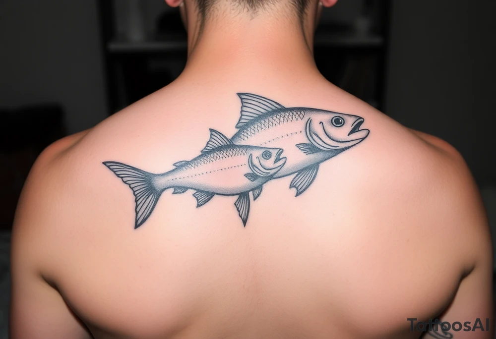 Only using the word picses creat a unique image with fishes tattoo idea