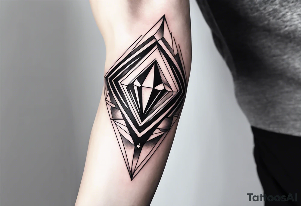 Sleeve on the forearm with a diamond in the middle tattoo idea Sleeve on the forearm with a diamond in the middle tattoo idea
