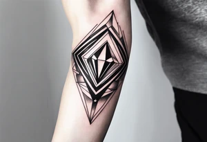 Sleeve on the forearm with a diamond in the middle tattoo idea