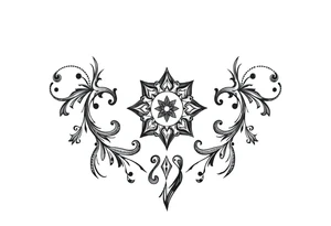 mytical shaman and mytolog style ornametn with ancient rhyme tattoo idea