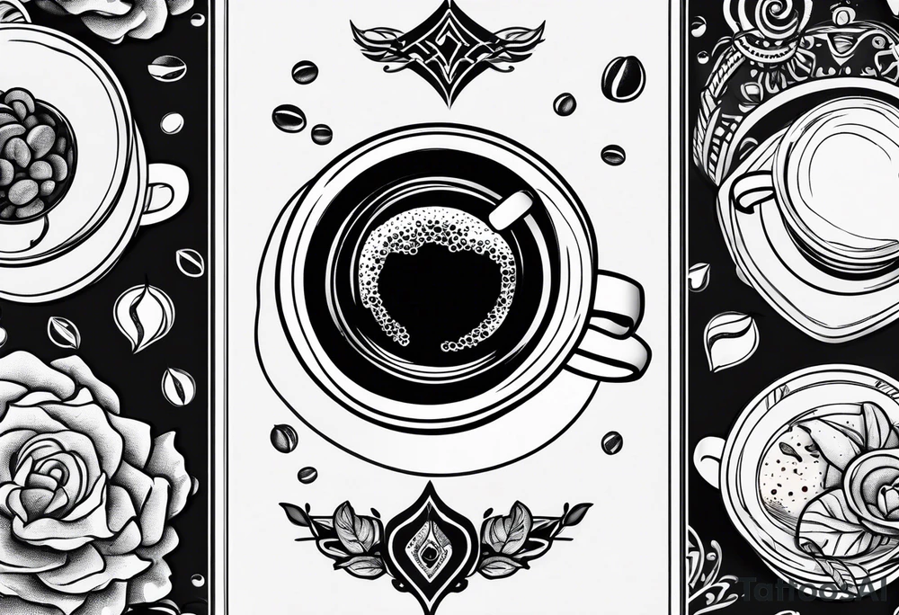caffeine molecule with coffee tattoo idea