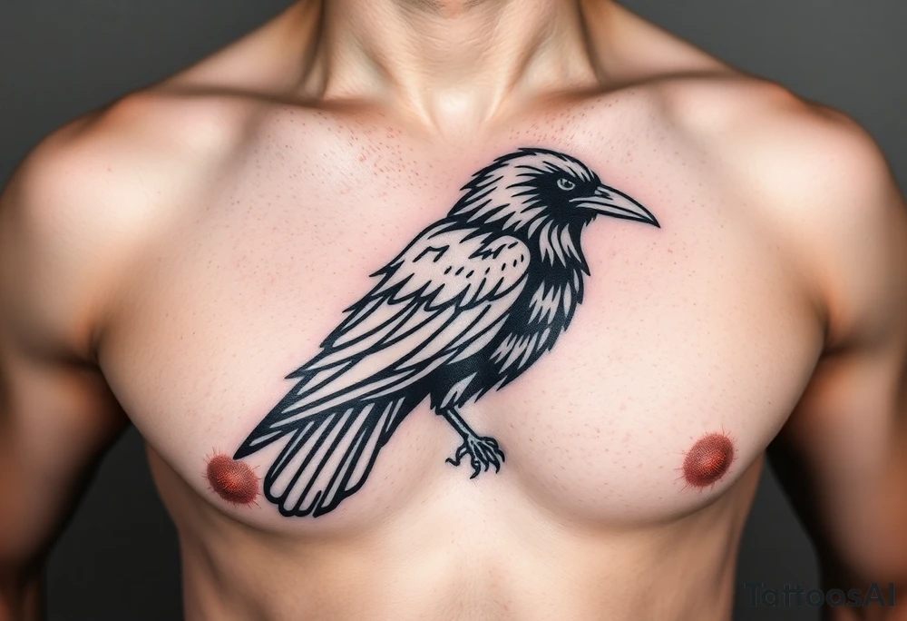 linear abstract raven tattoo idea