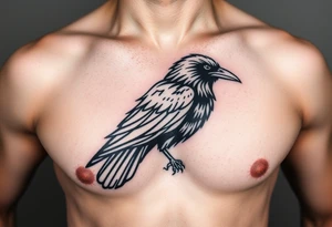 linear abstract raven tattoo idea