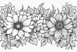September month flower and April month flower meeting together horizontally simple line work tattoo idea