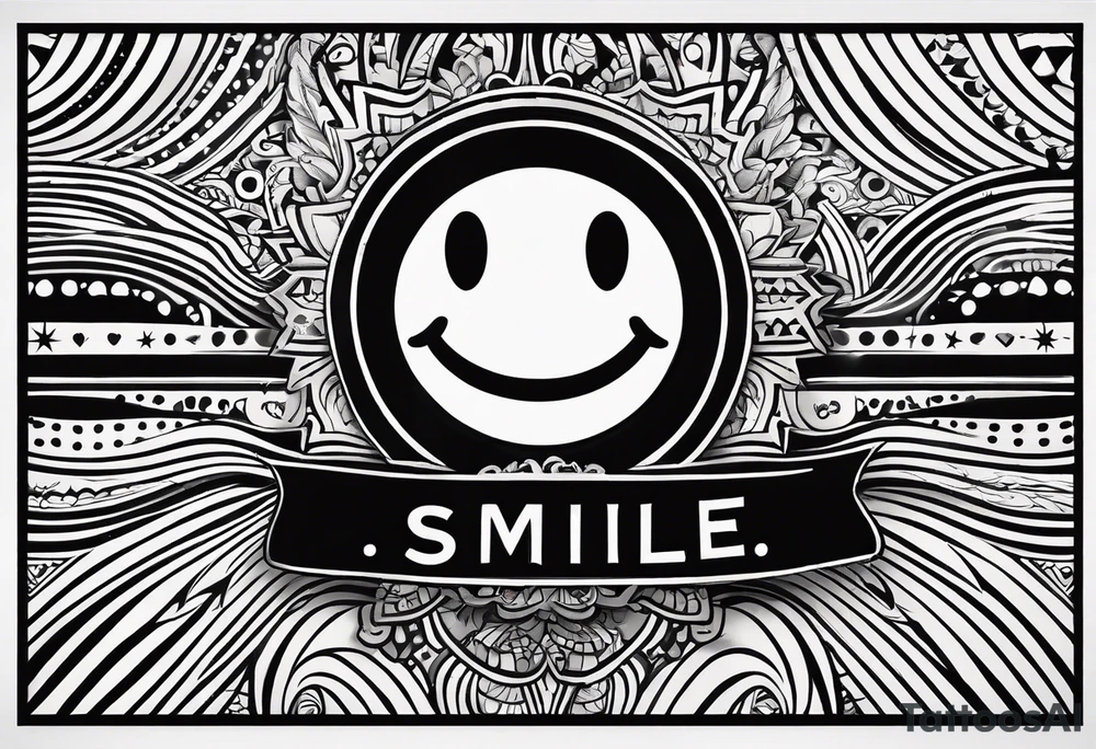 A polaroid-photo of a simple smiley and the text "smile" tattoo idea