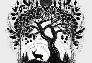Wald silhouette mit Geometric Muster im Hintergrund tattoo idea