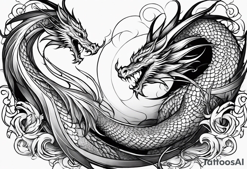 dragon, strength, pisces, water, instinct, phoenix, small tattoo idea