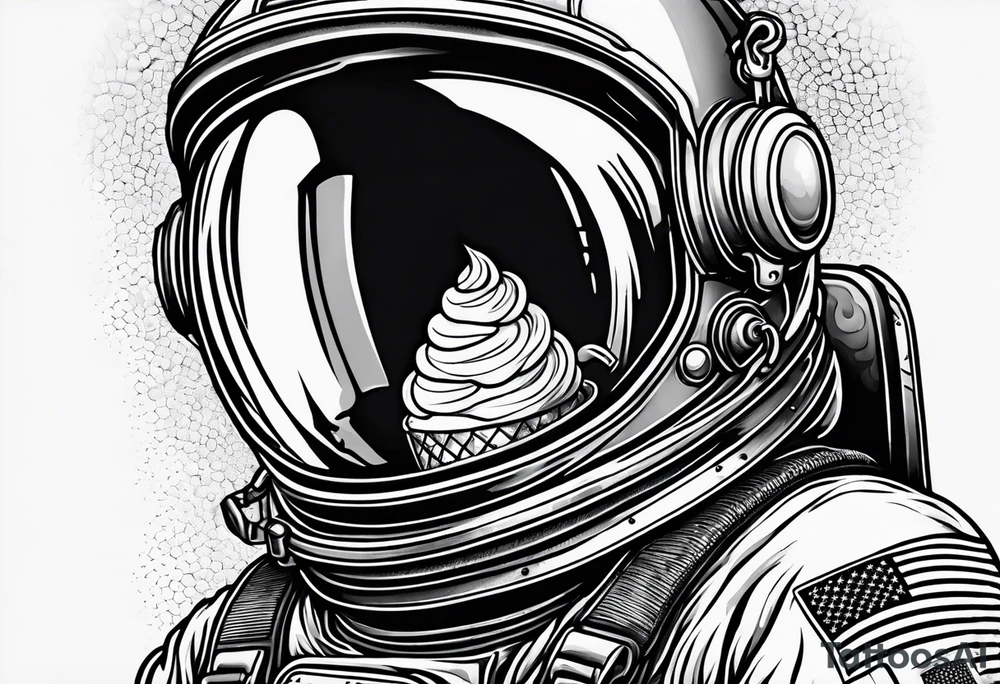An astronaut eating an ice cream cone tattoo idea