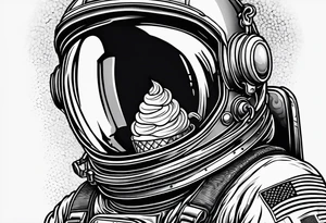 An astronaut eating an ice cream cone tattoo idea