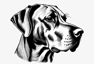 Arm sleeve with floppy ear Great Dane standing fiercely chest up with full work tattoo idea