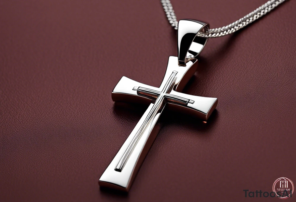 The central focus is a sleek, minimalist cross, symbolizing faith or personal beliefs. Wrapped around the cross is a delicate ribbon, elegantly inscribed with the words “Stay true to who you are.” The ribbon serves as a reminder of self-identity and staying authentic to oneself. Behind the cross, a vibrant gradient of warm colors resembling a sunset creates a striking backdrop, infusing the tattoo with a sense of tranquility and hope. tattoo idea