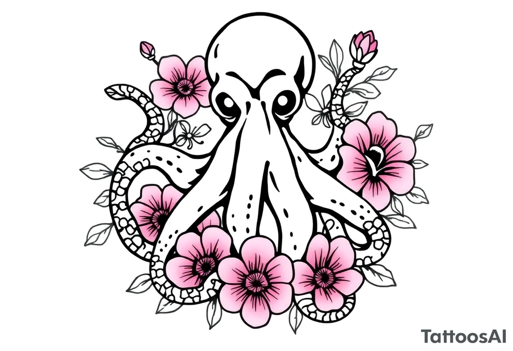 octopus and flowers tattoo idea