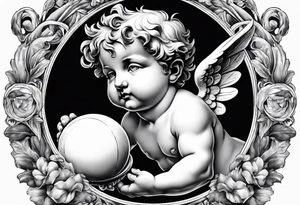 one putti holding the globus by Michelangelo tattoo idea