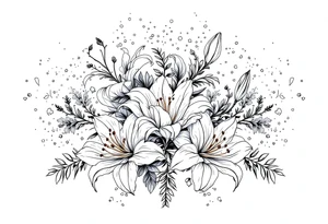 delicate lilies in frost with petals tattoo idea