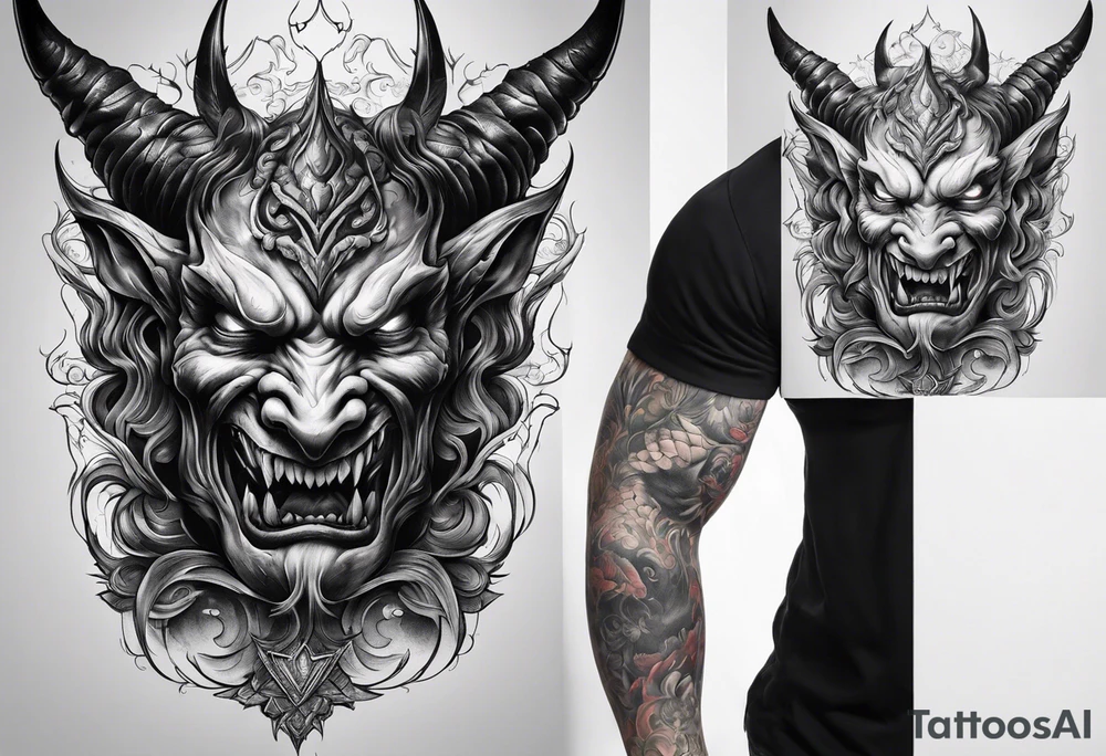 Demon holding a head tattoo idea