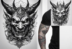 Demon holding a head tattoo idea