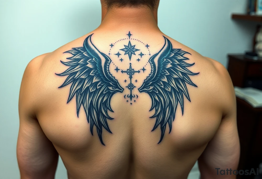 Black onk with small details tattoo idea