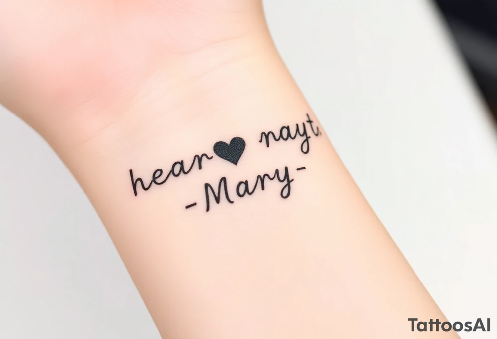 heart rhythm with “Mary” in the middle tattoo idea