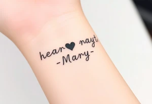 heart rhythm with “Mary” in the middle tattoo idea