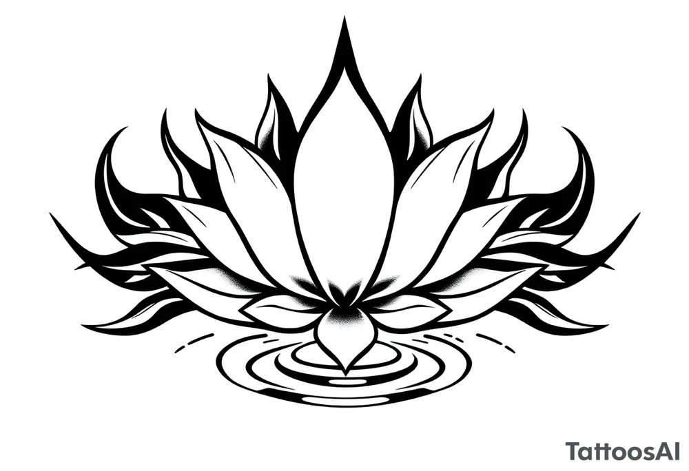 serene lotus flower emerging from sacred waters with ripples tattoo idea