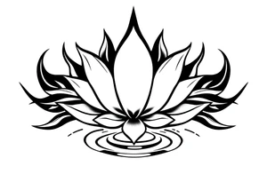 serene lotus flower emerging from sacred waters with ripples tattoo idea