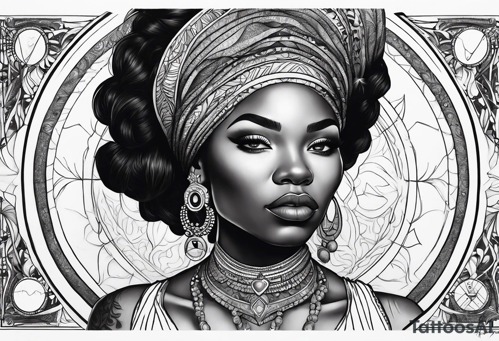 Powerful, black women, astrology tattoo idea
