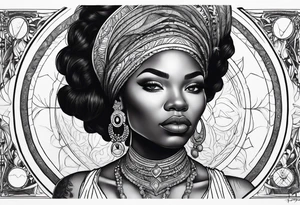 Powerful, black women, astrology tattoo idea