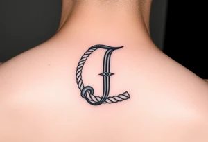 J initial made from rope tattoo idea