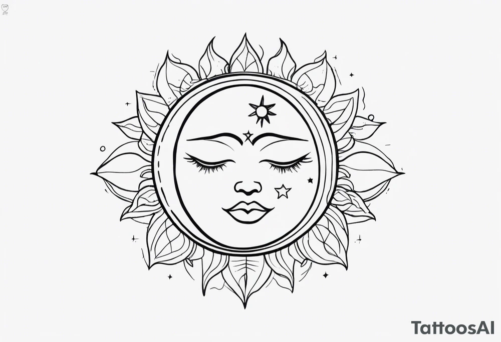 sun and moon in love tattoo idea