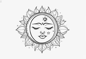 sun and moon in love tattoo idea