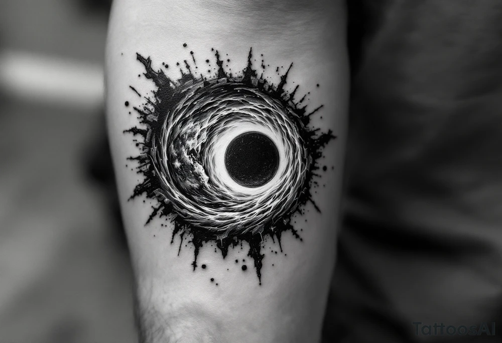 2 different worlds on both sides of a black hole tattoo idea
