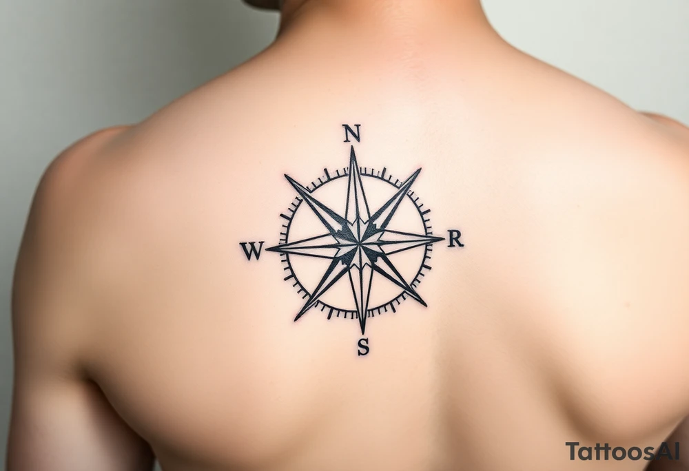 Nautical star at a compass with the only direction that points north other directors are broken off with things like failure yourself to seat, death, and other negative aspects of life at the end of each tattoo idea