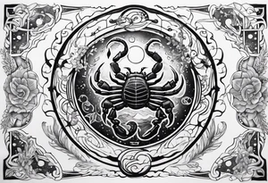 Scorpio zodiac sign with water element surrounding tattoo idea