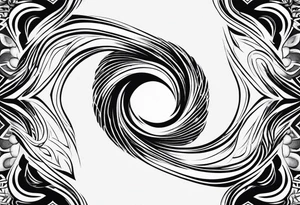 Woft siluet in vortex tribal ondulate tattoo idea