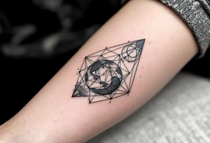 tatuaje conceptual que combine la naturaleza con la ciencia, que incluya muchas figuras geométricas tattoo idea