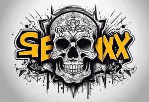 street art graffiti skull with the words "GenX OG" tattoo idea