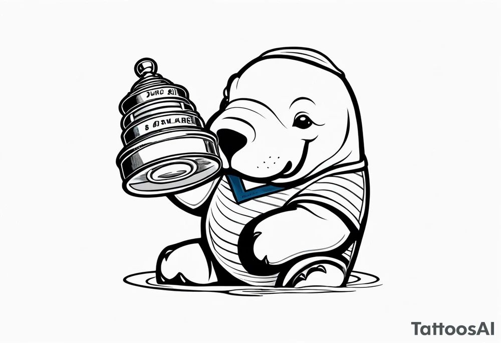 Manatee holding the Stanley Cup tattoo idea